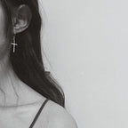 Simple Gold Cross Drop Earrings