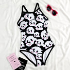 Panda Print Scoop-Back One-Piece Swimsuit