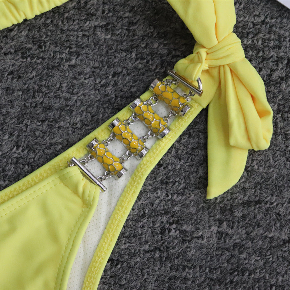 Metal Chain Bikini with Strap Design