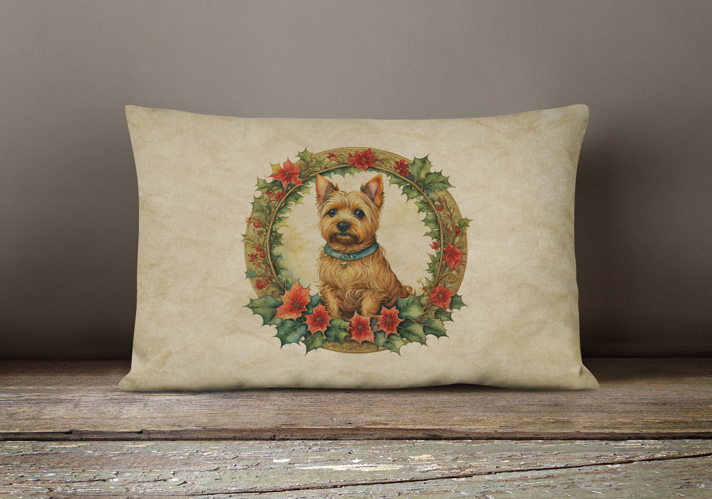 Norwich Terrier Christmas Flowers Throw Pillow