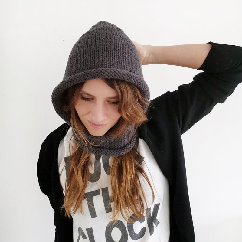 Women's Knitted Wool Hat and Pullover Set | Streetwear