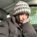 Japanese Thick Striped Wool Peplum Wrap for Warmth