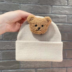 Cute Knitted Baby Wool Hat with Little Bear Design | Embroidered Cap