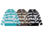 Men's Retro Striped Button Sweater