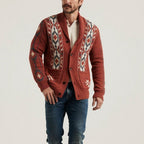 Men's Knitted Lapel Brocade Sweater