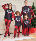 Family Matching Christmas Pajamas with Antler Print