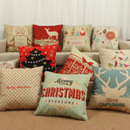 Christmas Deer Tree Pattern Cushion Cover in Cotton Linen
