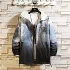 Men's Large Hooded Jacket with Gradient Color Design