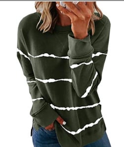 Women's Tie Dye Striped Long Sleeve Crewneck Sweatshirt | Streetwear