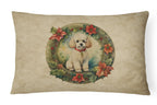 Poodle Christmas Flowers Throw Pillow