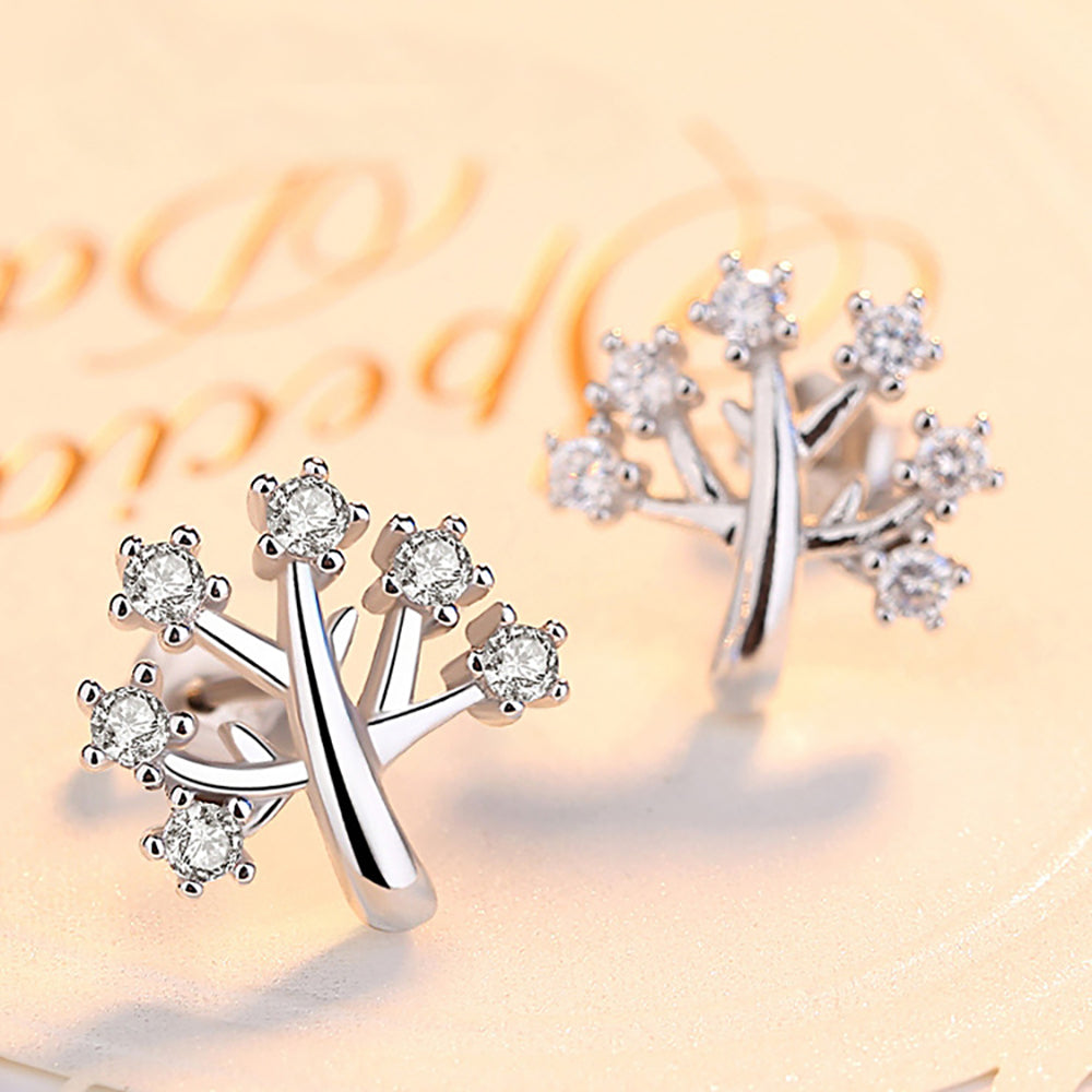 Silver Christmas Tree Earrings