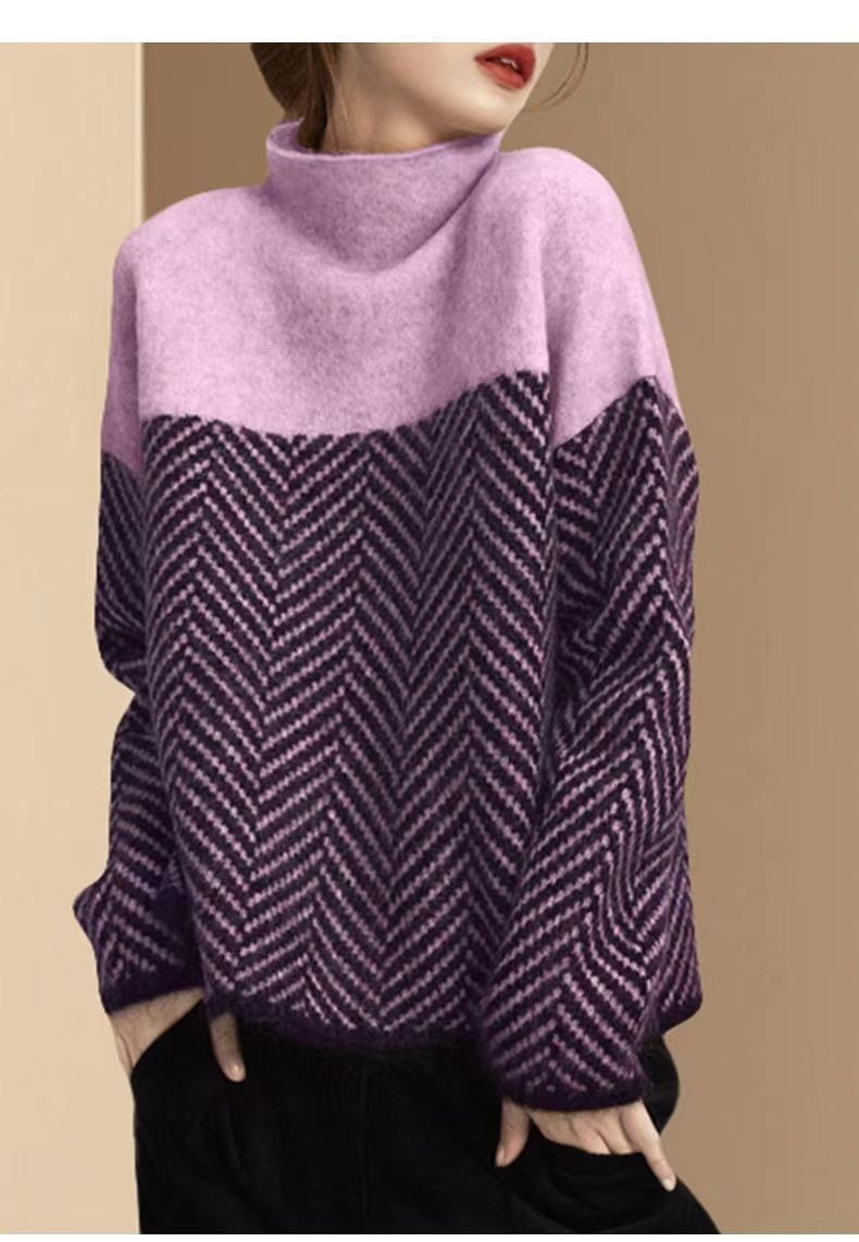 Colorblock Turtleneck Sweater
