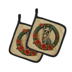 Chinese Crested Christmas Flowers Pair of Pot Holders