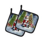 Boston Terrier and Santa Claus Pair of Pot Holders