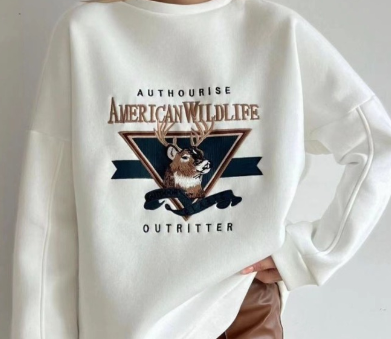 American Retro Fawn Cartoon Women's Loose Sweater