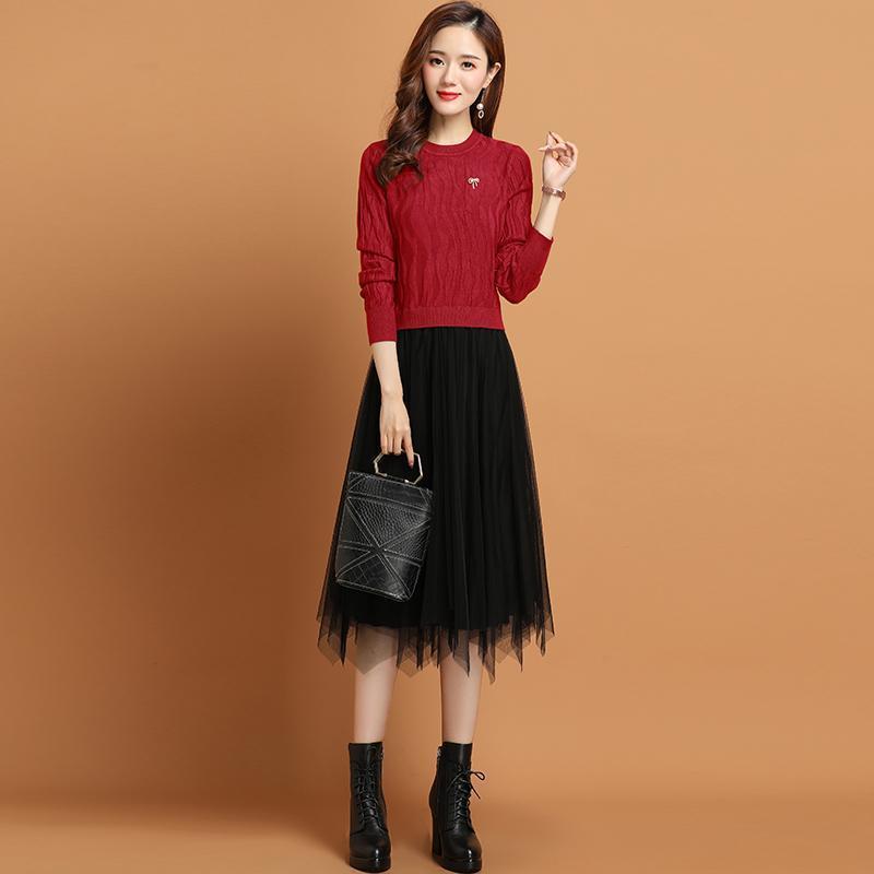 Slim Knit Lace Pullover Dress for Women - Autumn 2023 | Streetwear
