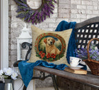 Kuvasz Christmas Flowers Throw Pillow