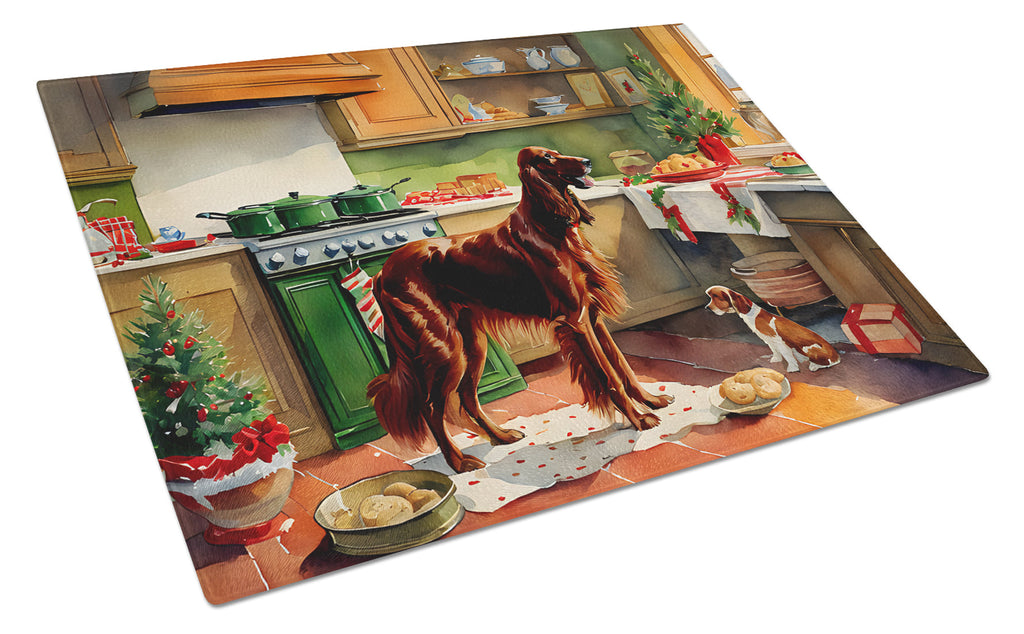 Irish Setter Christmas Cookies Glass Cutting Board