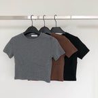 Spring 2020 Women's Slim Fit Knitted Crop Top T-Shirt