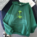 Alien WE OUT HERE Print Oversized Hoodie for Women | Streetwear