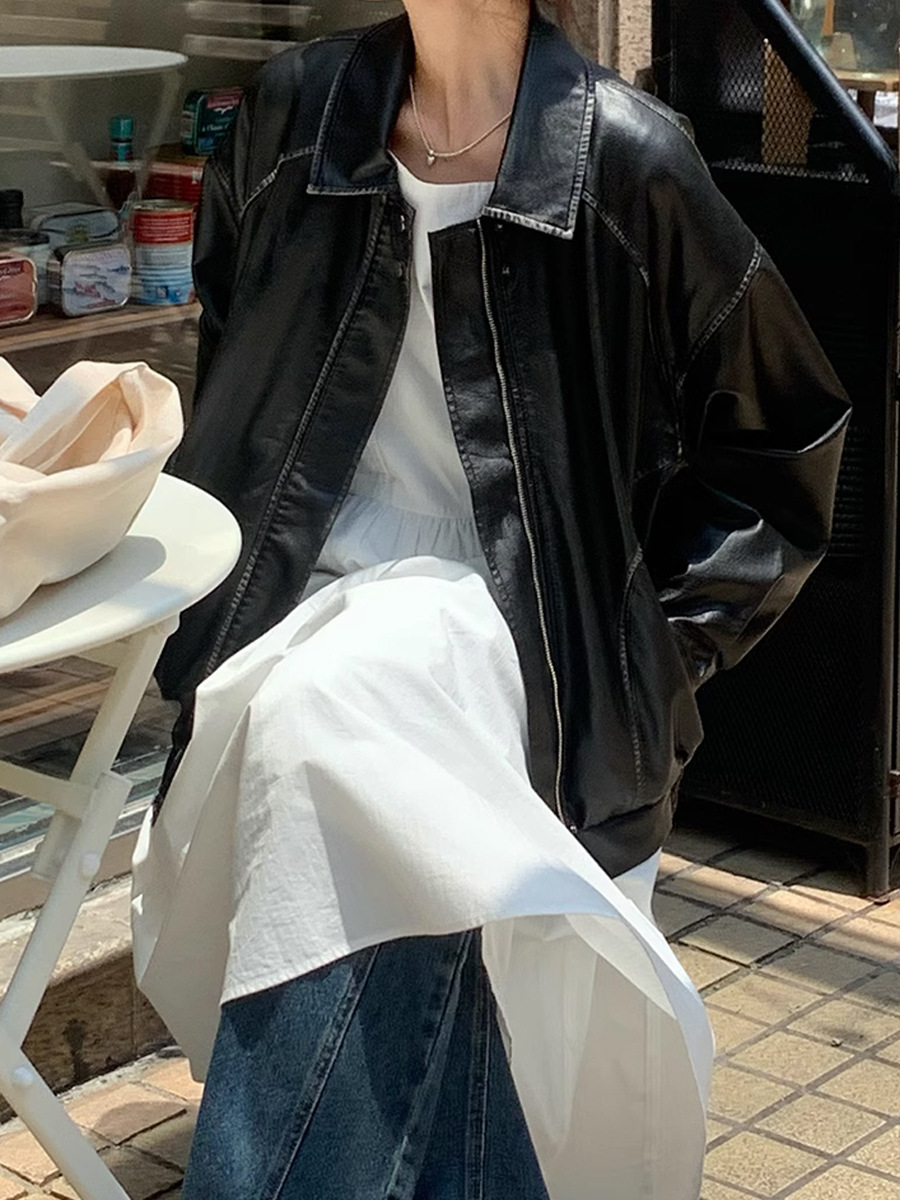 Vintage Brushed Leather Coat