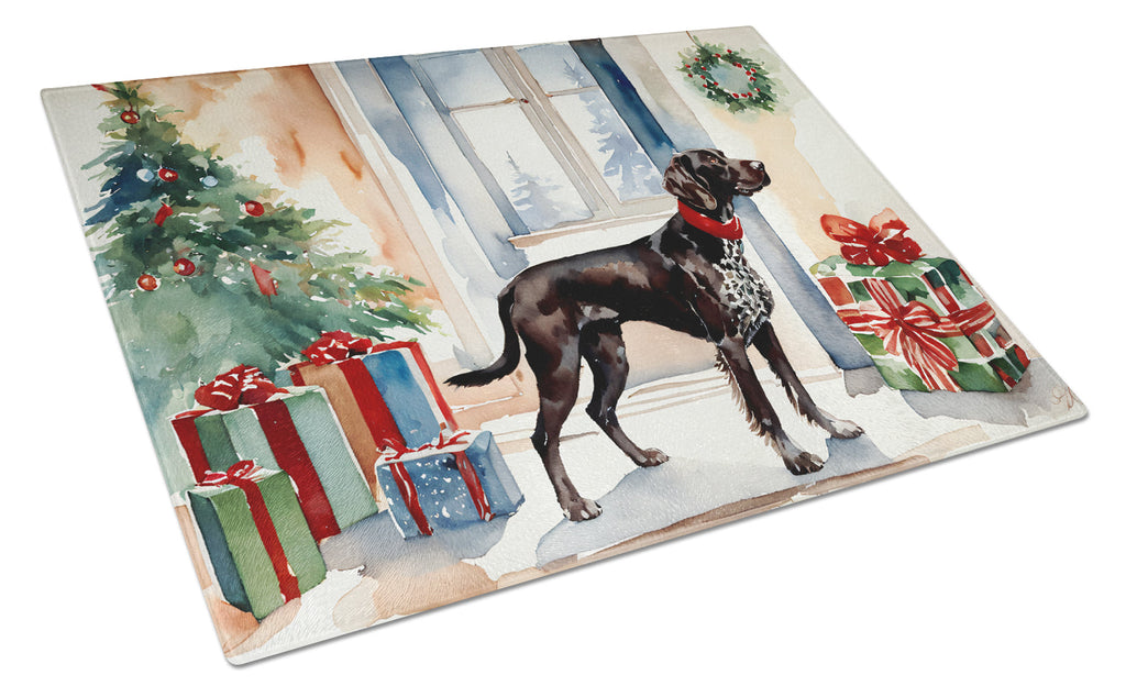 German Shorthaired Pointer Cozy Christmas Glass Cutting Board