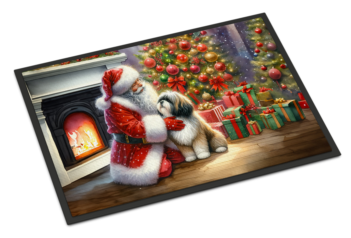Lhasa Apso and Santa Claus Doormat