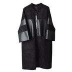 Dark PU Leather Trench Coat for Plus Size Women