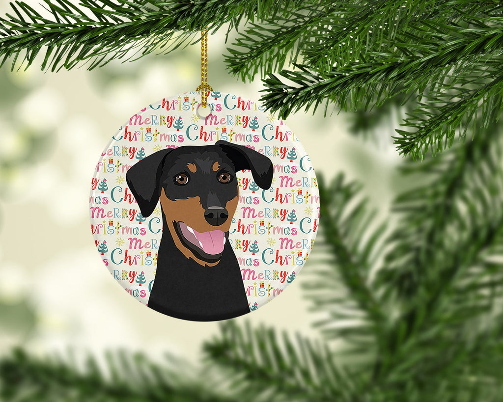 Doberman Pinscher Black and Rust Ears #1 Christmas Ceramic Ornament