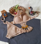Swimwear Set with Handmade Crochet Tassels