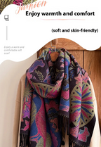 Season Ethnic Birds And Plants Warm Scarf Shawl