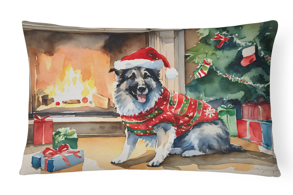 Norwegian Elkhound Cozy Christmas Throw Pillow