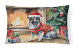 Norwegian Elkhound Cozy Christmas Throw Pillow