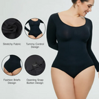 Women's Seamless Long Sleeve One-Piece Bodysuit, Body Shaper & Yoga Jumpsuit