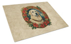 Great Pyrenees Christmas Flowers Glass Cutting Board