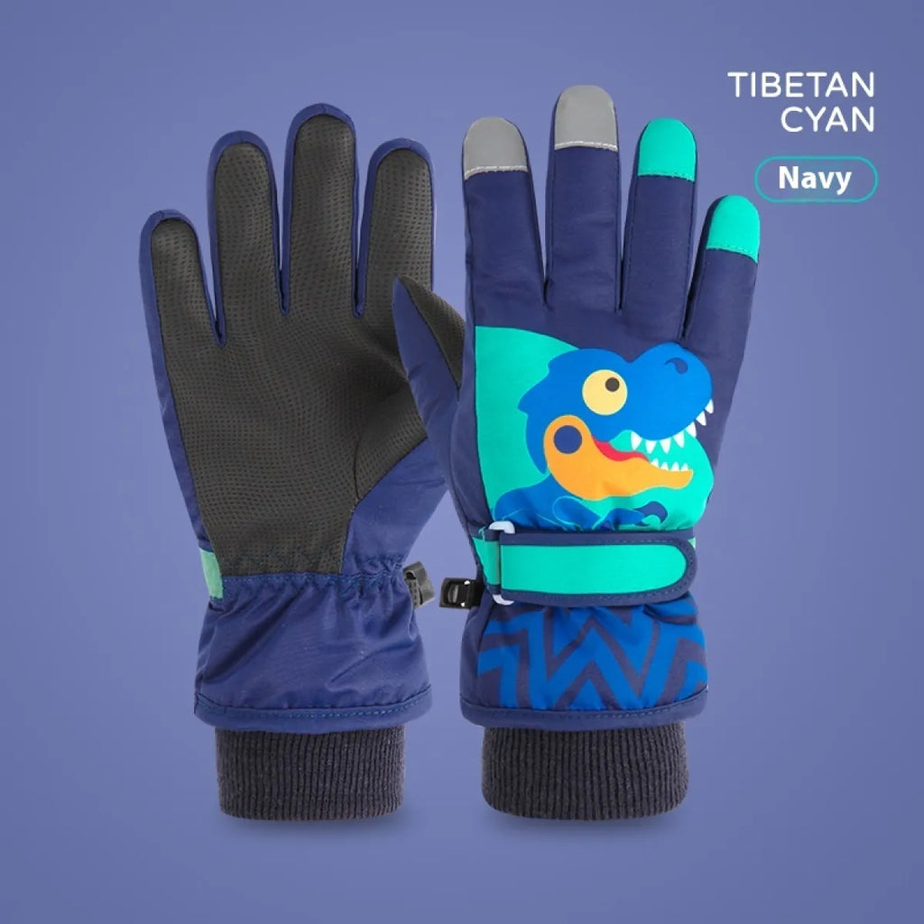 Children's Velvet Padded Little Dinosaur Gloves