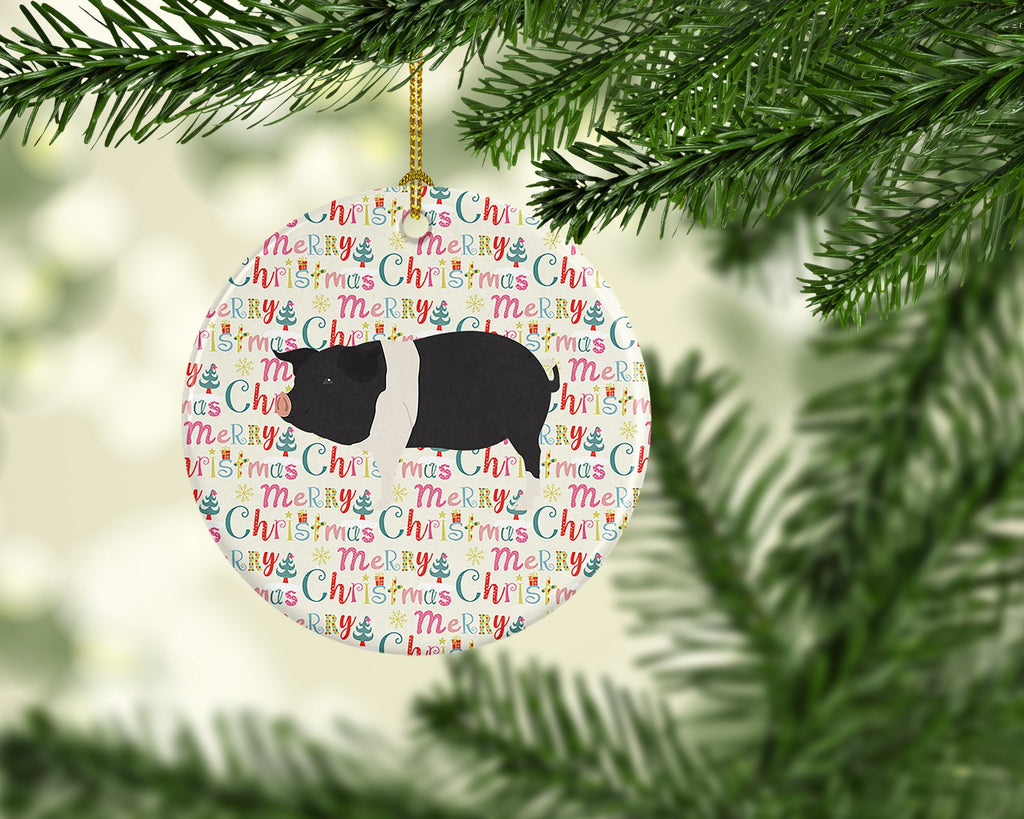 Hampshire Pig Christmas Ceramic Ornament