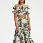 2024 Women's Ruffled Bikini Set with Hydrangea Design