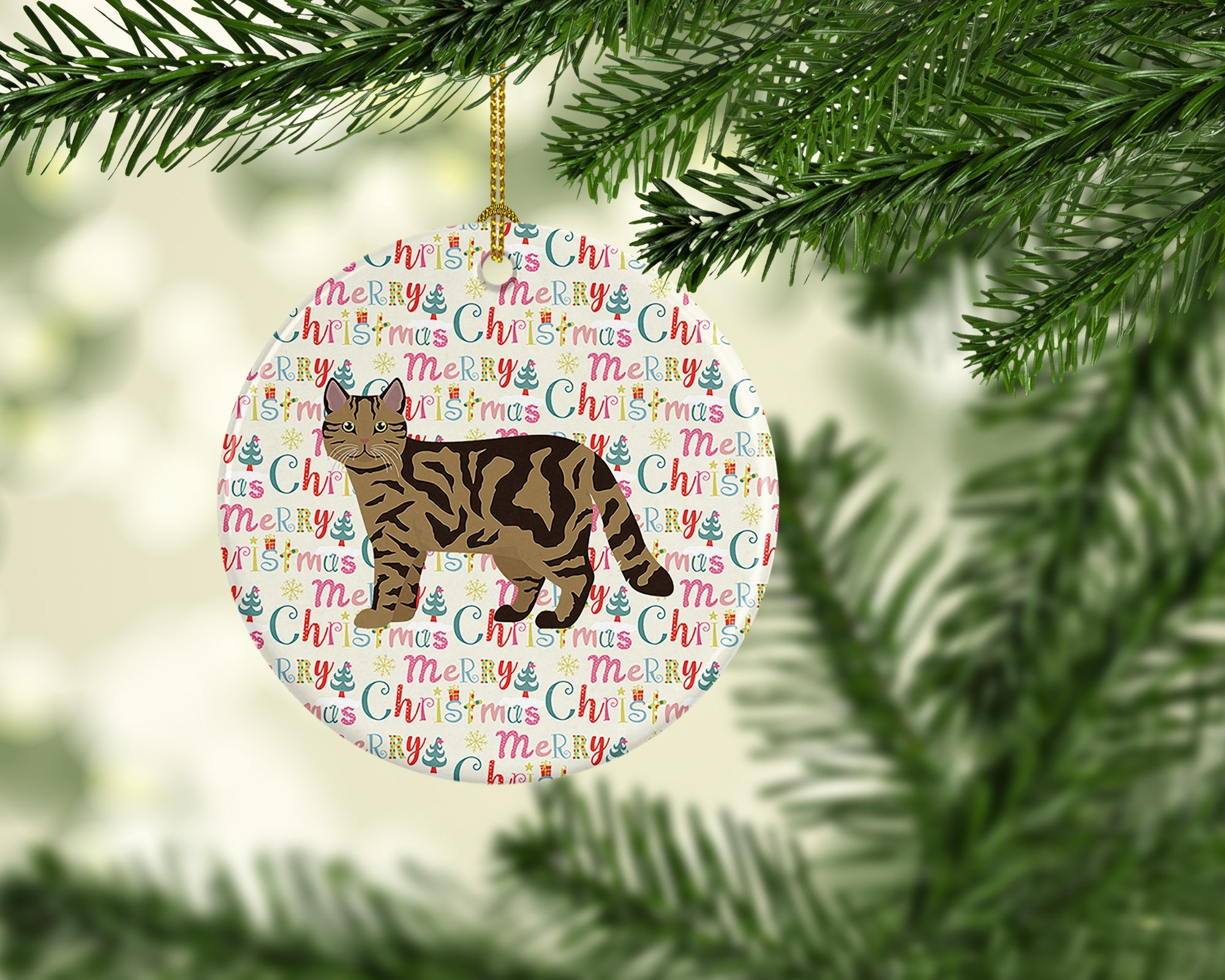 Scottish Straight #2 Cat Christmas Ceramic Ornament