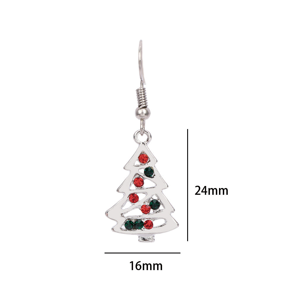 Christmas Tree Shaped Earrings with Red and Clear Crystals