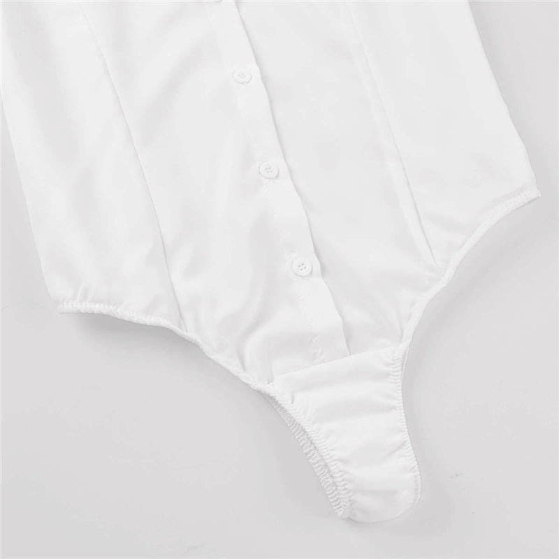 Women's Long-Sleeve Lapel Bodysuit Shirt