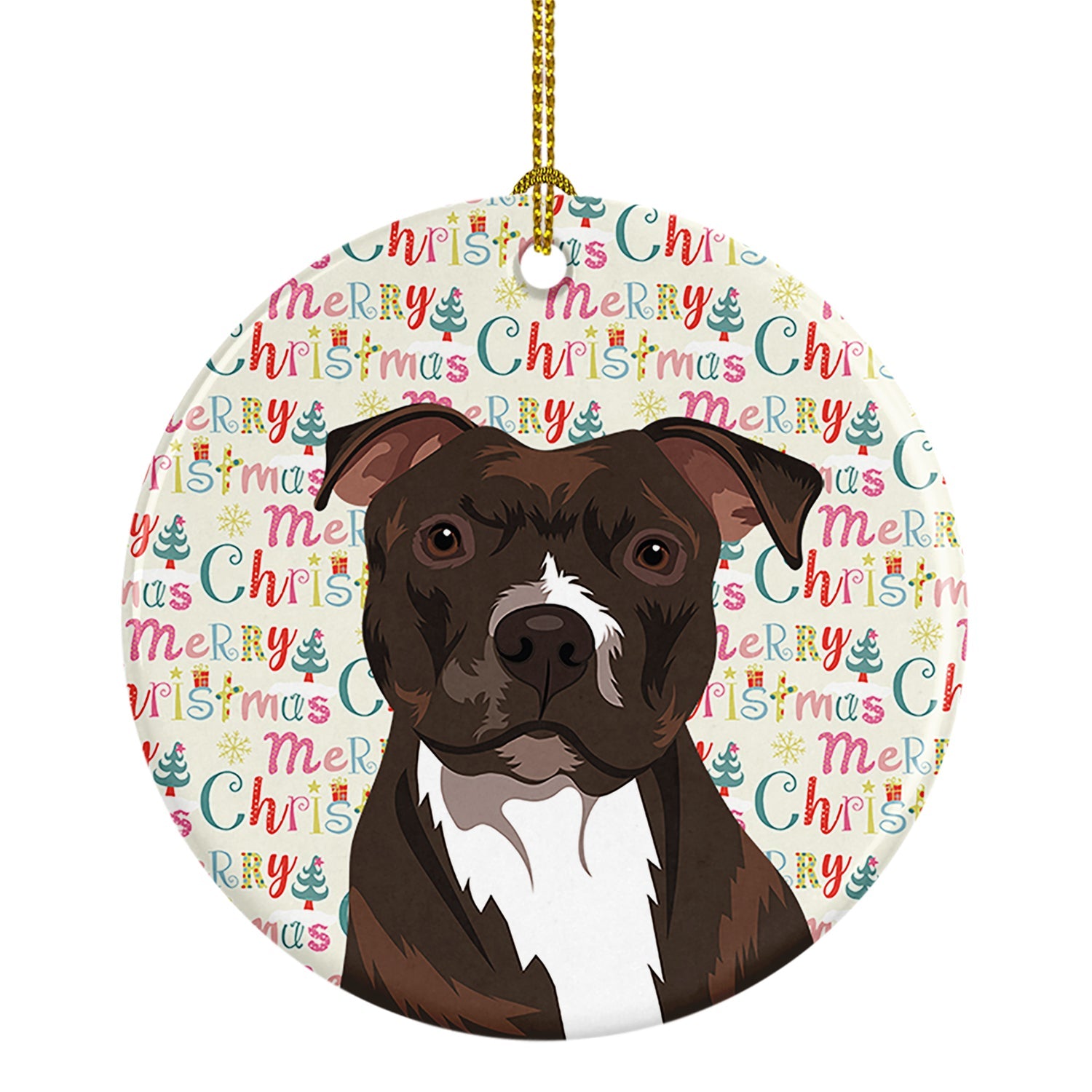 Pit Bull Brindle #2 Christmas Ceramic Ornament
