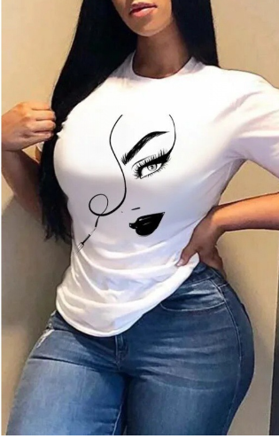 Printed Long Sleeve Casual Loose Crew Neck Sweater