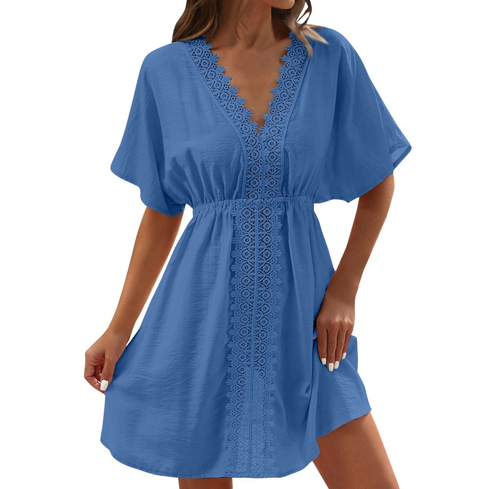 Ice Silk Lace Bikini with Beach Dress for Women