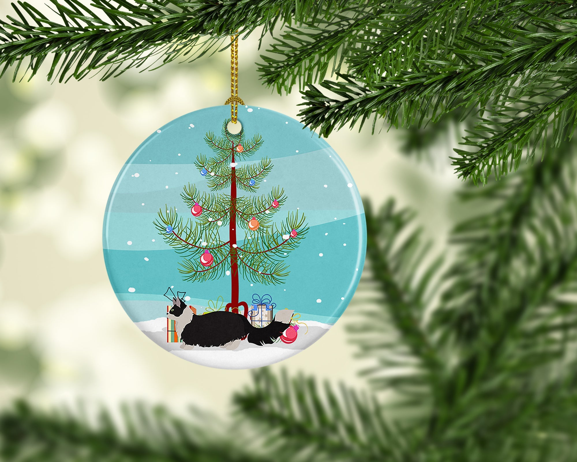 Napoleon Cat Christmas Ceramic Ornament