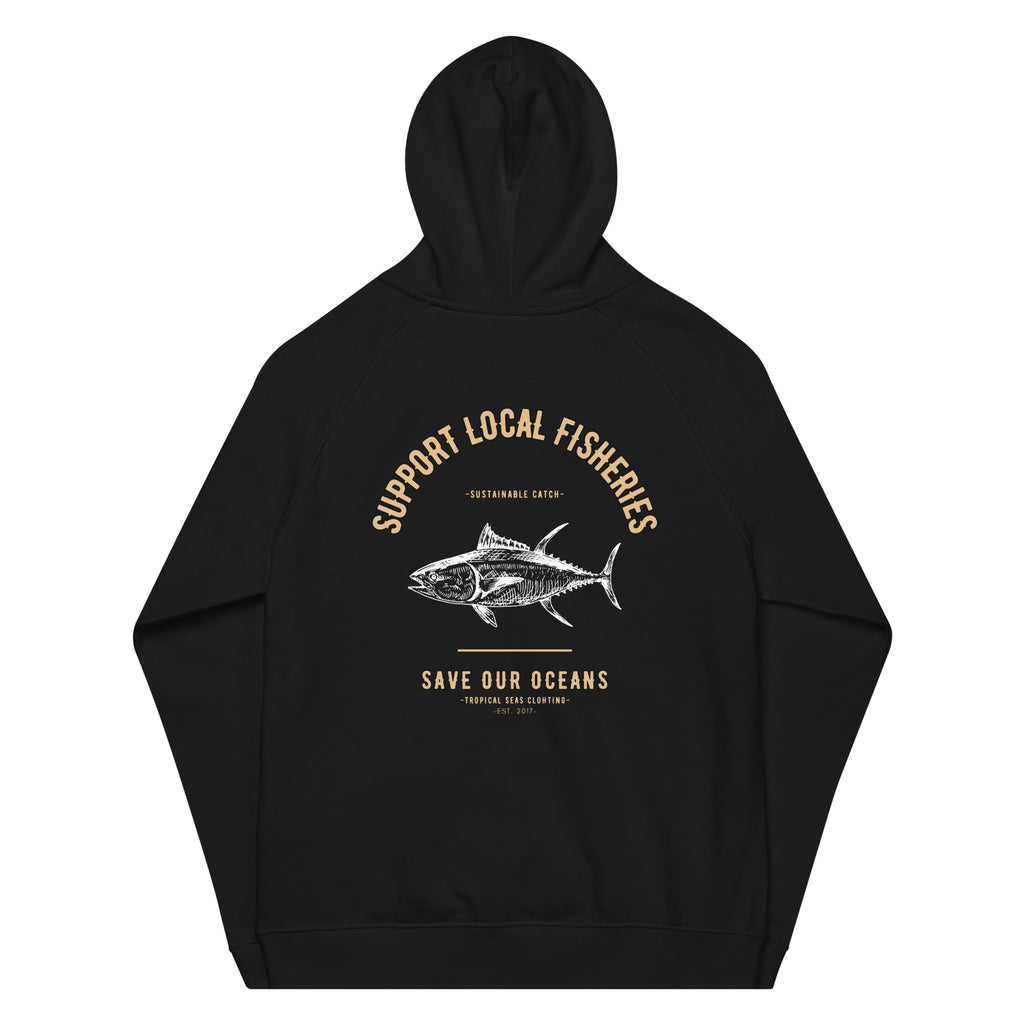 Men's Support Local Fisheries Tuna Eco Raglan Hoodie | Streetwear
