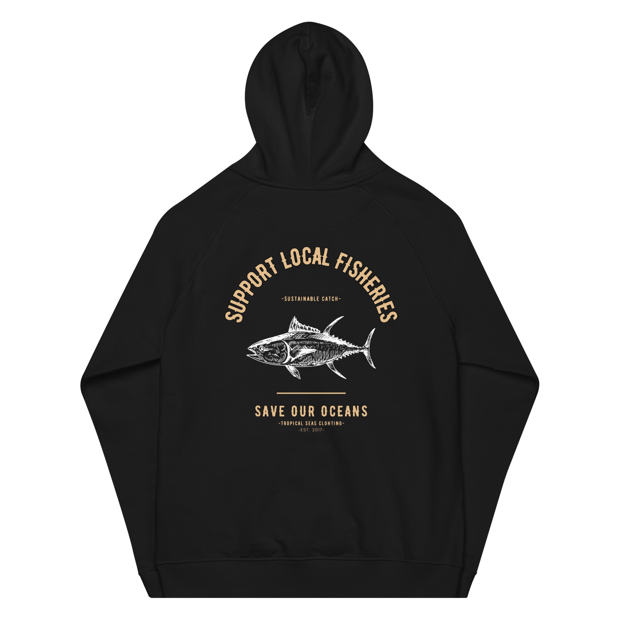 Men's Support Local Fisheries Tuna Eco Raglan Hoodie | Streetwear