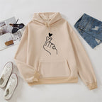 Candy Color Fleece Hoodie Sweater with Heart Design | Streetwear