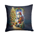 English Bulldog and Santa Claus Throw Pillow