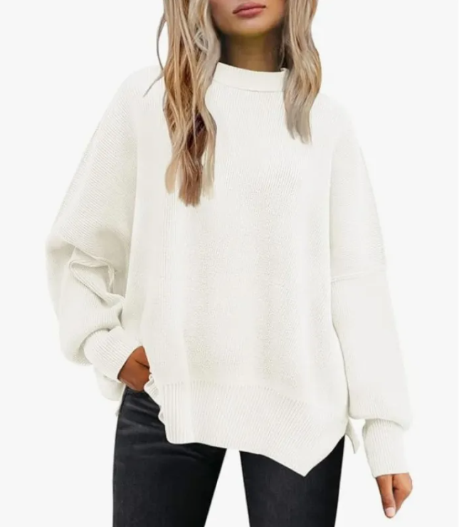Women's Cozy Knitted Pullover with Side Slit – Chic & Comfortable | Streetwear